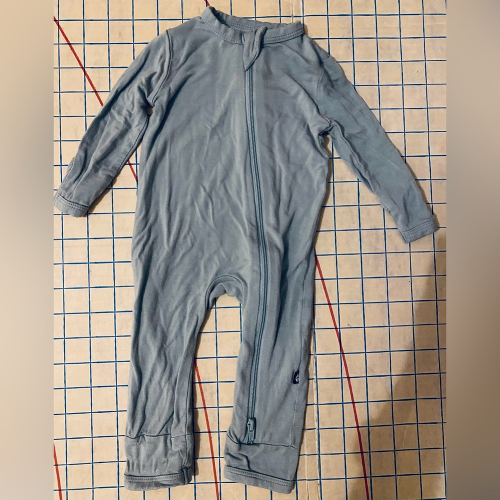 Kyte BABY Dusty Blue Zip-Up Footie One-Piece